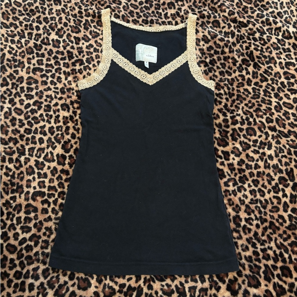 black and cream lace tank